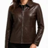 Emily Ratajkowski NYC Brown Leather Jacket Womens
