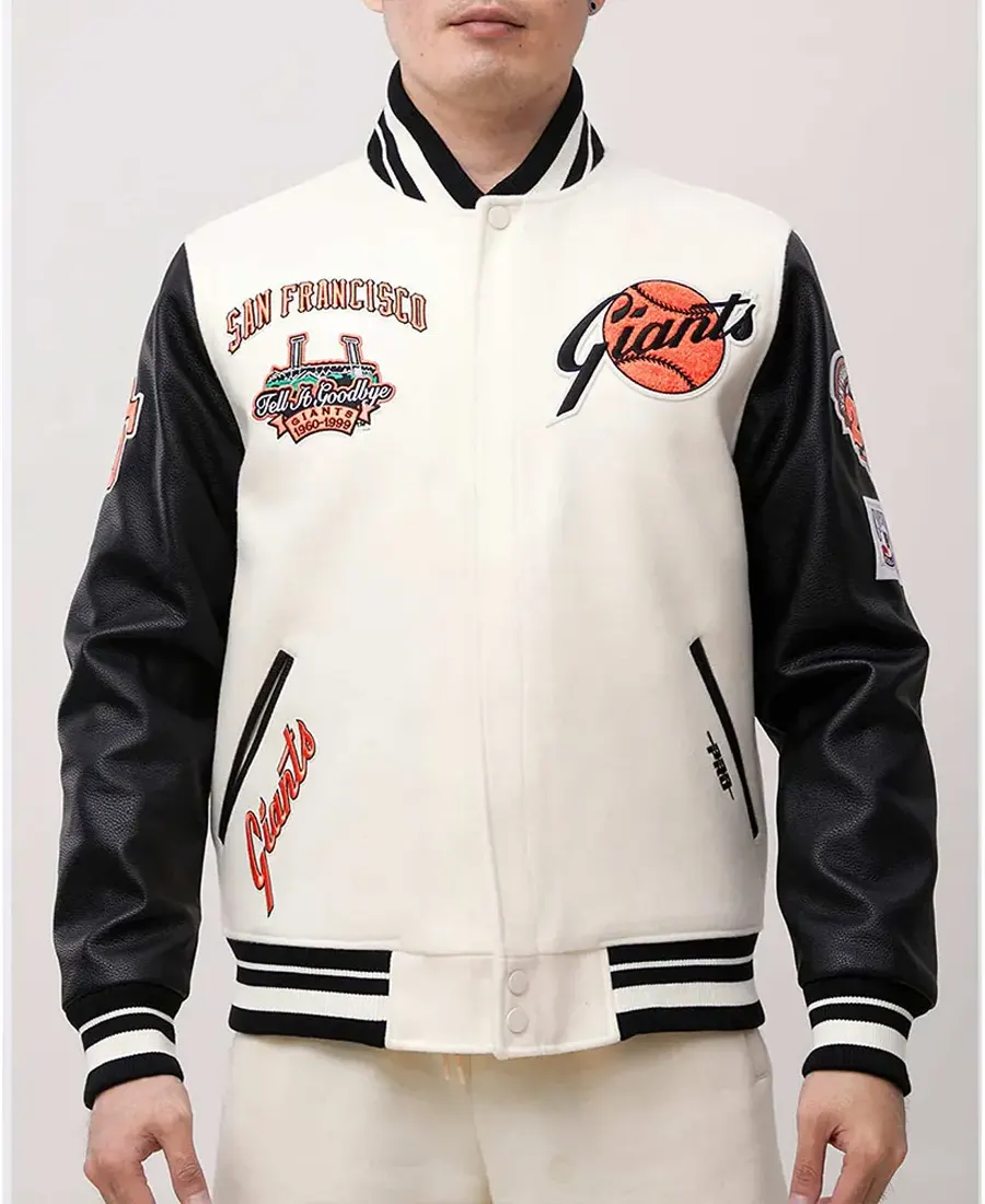 Eva G Retro Classic Rib San Francisco Giants Off-White Varsity Jacket