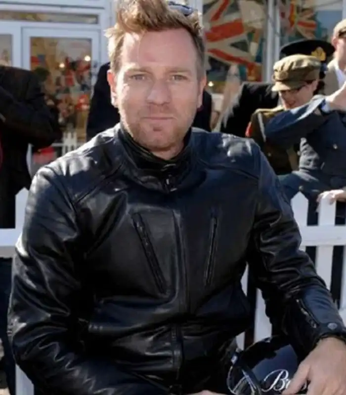 Ewan McGregor Stylish Black Biker Leather Jacket For Men And Women
