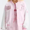 Fanatics x LoveShackFancy The University of Alabama Collegiate Pink and White Varsity Jacket