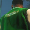 Franklin Adamim GTA 5 Green And White Wool And Leather Varsity Jacket