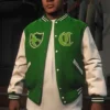 Franklin Adamim GTA 5 White Wool And Leather Varsity Jacket