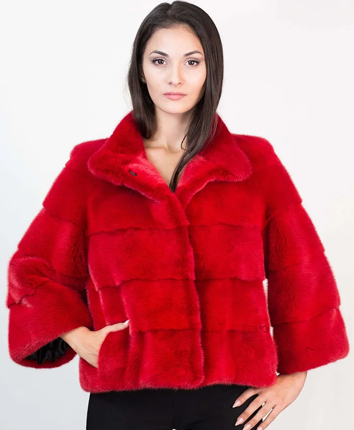 Full Skin Red Fur Jacket