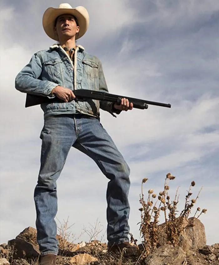 Gerald Tokala TV Series Yellowstone Sam Stands Alone Blue Jeans Sherpa Lined Denim Trucker Jacket