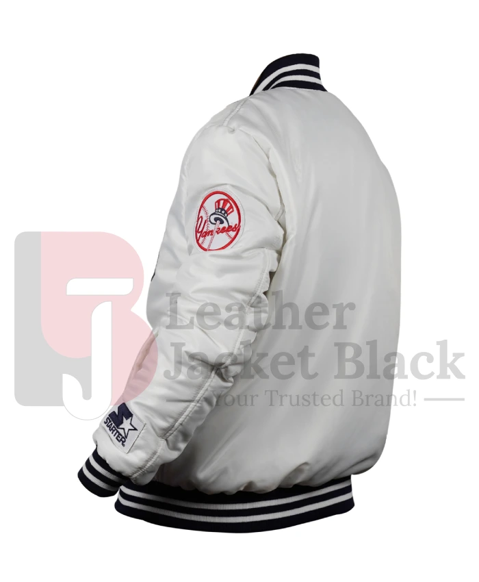 MLB New York Yankees 90s White Varsity Jacket - Image 4