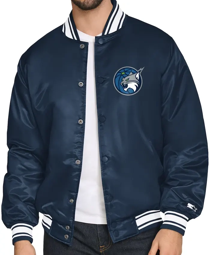 Get Minnesota Lynx Navy Satin Full Snap Jacket