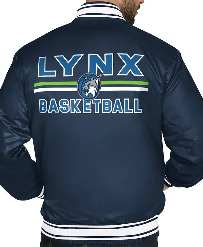 Get Minnesota Lynx Navy Satin Full Snap Varsity Jacket