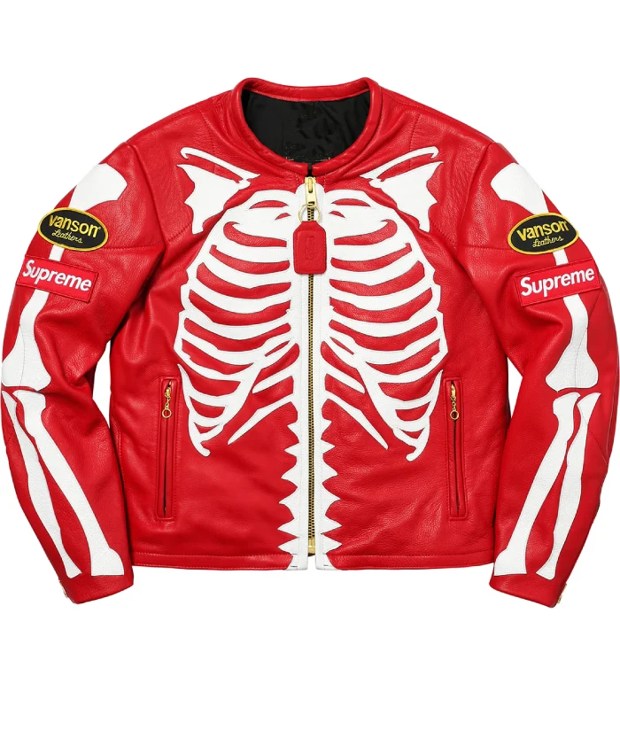 Get Now Supreme Leather Bones Red Jacket For Men and Women