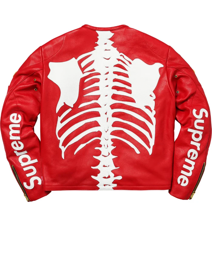 Get Now Supreme Red Leather Bones Jacket For Men and Women