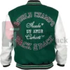 Gigi Hadid Green And White Letterman Varsity Jacket For Men Women