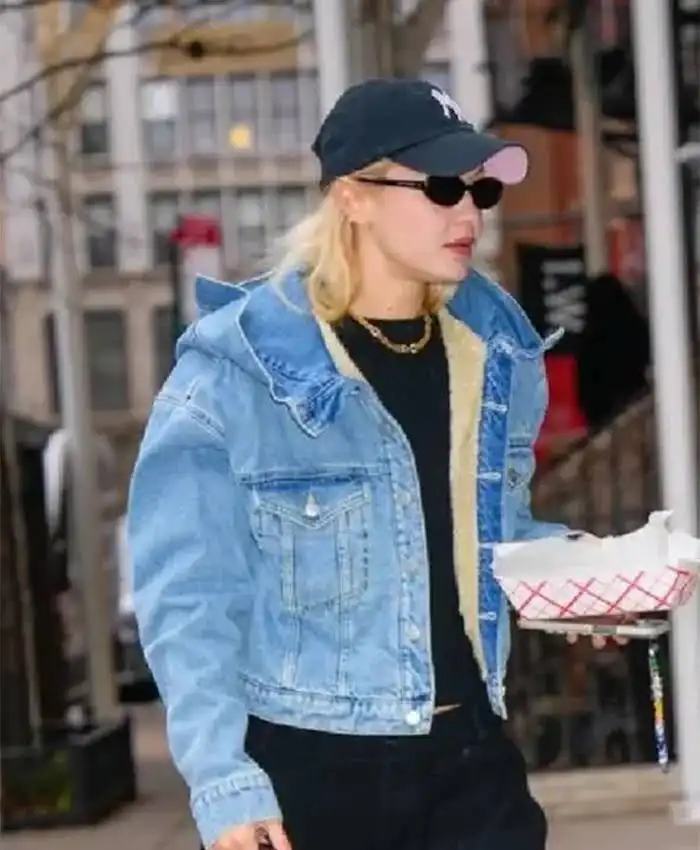 Gigi Hadid Hooded Blue Denim Jacket