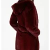 Gina Maroon Mink Fur Hooded Open Closure Coat For Men And Women