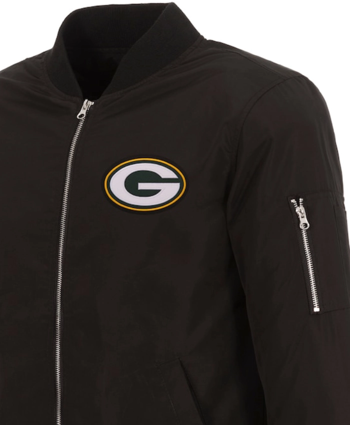 NFL Team Green Bay Packers Pro Line Black Full-Zip Bomber Lightweight Jacket