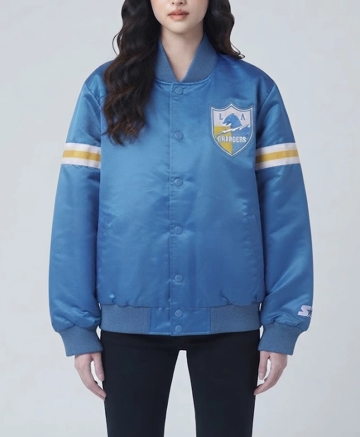 HOMAGE X Starter Chargers Blue Satin Jacket - Image 5