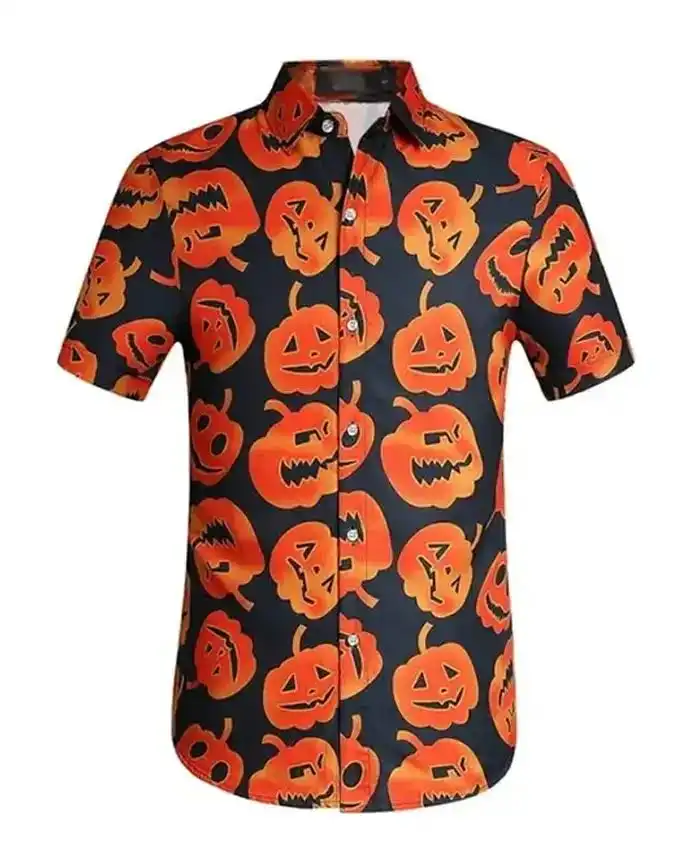 Halloween Orange Pumpkin Printed Shirt