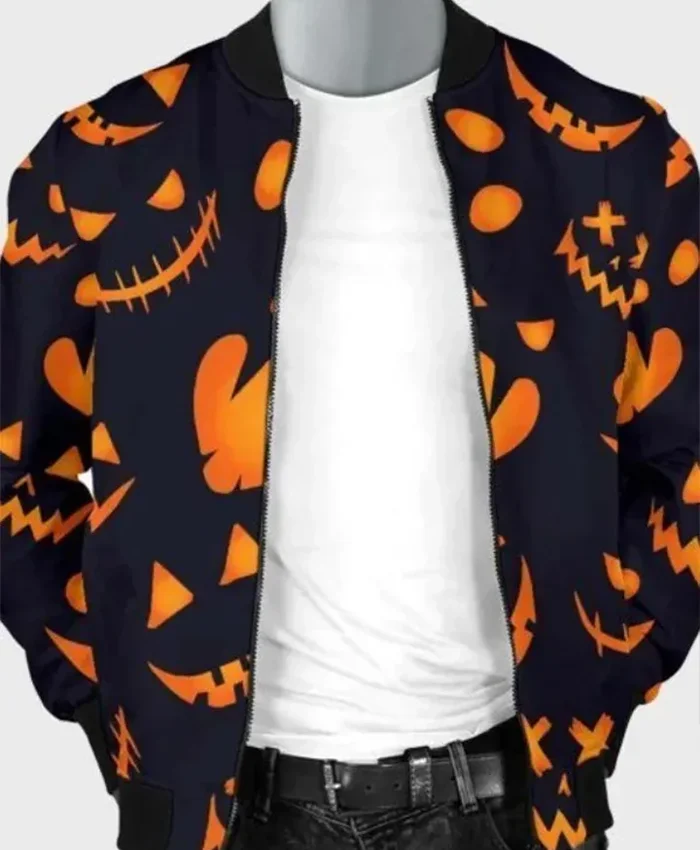 Halloween Pumpkins Pattern Black Cotton Jacket