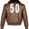 Hetalia Axis Powers America Alfred F Jones Brown Leather Bomber Jacket