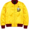 Home Alone Gus Polinski Kenosha Kickers Yellow Satin Bomber Jacket Sale
