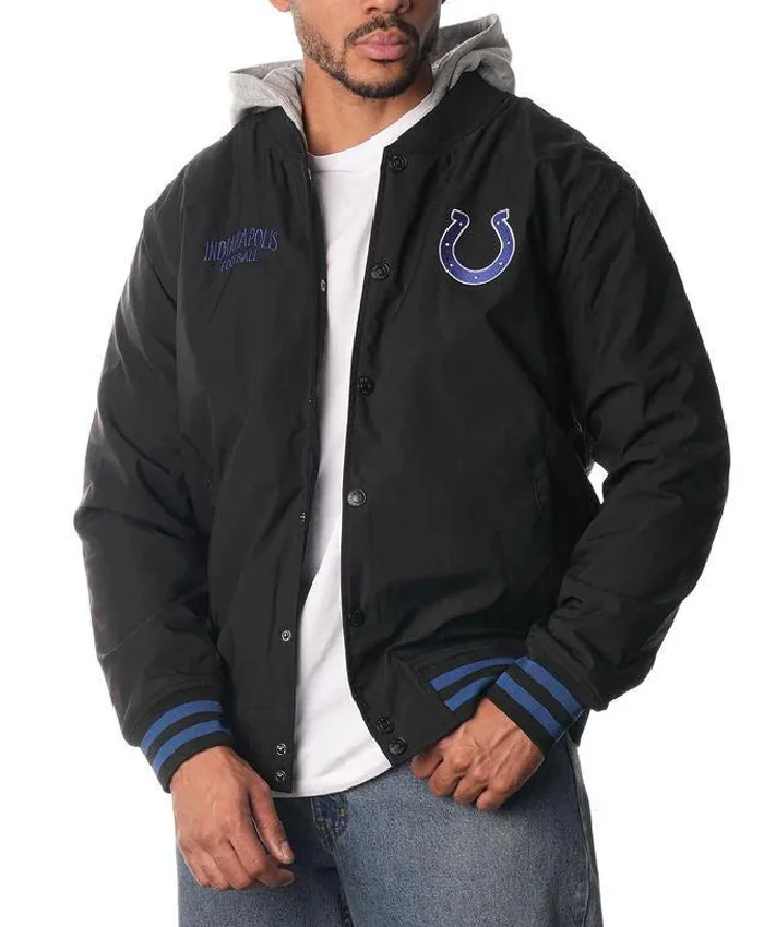 Indianapolis Colts Black Bomber Jacket with Hood