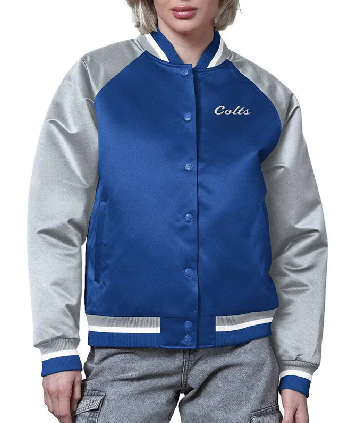 Indianapolis Colts Final Score Royal Silver Satin Jacket