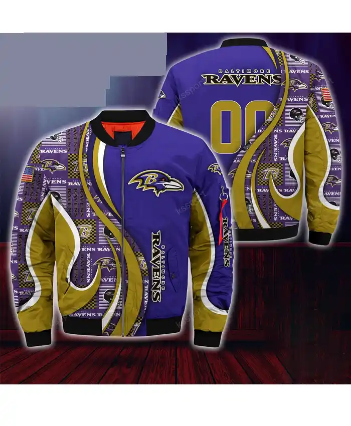 Jack Baltimore Ravens Football Printed Bomber Jacket