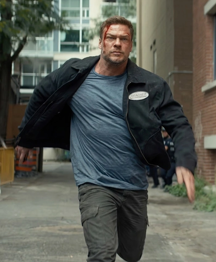 Jack Reacher S04 Black Cotton Harrington Jacket