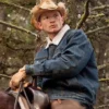 Jefferson White TV Series Yellowstone Jimmy Hurdstrom White Fur Collar Blue Jeans Denim Trucker Jacket Full