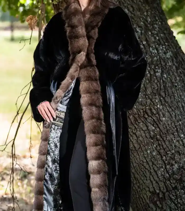 Jenna Brown Mink Fur Big Coat