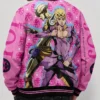 JoJos Bizarre Adventure Giorno Giovanna Full Snap Pink Varsity Jacket Sale