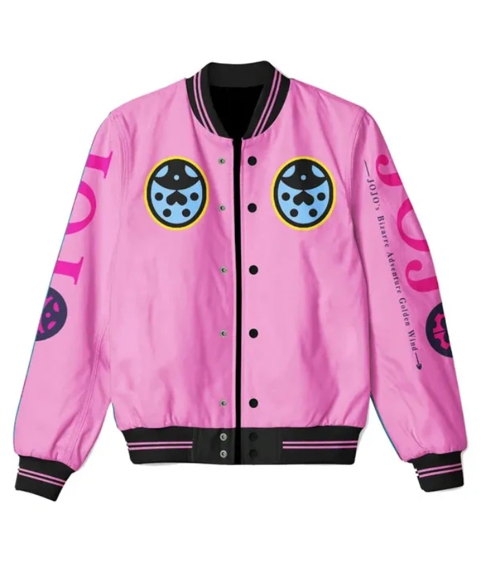JoJos Bizarre Adventure Giorno Giovanna Full Snap Varsity Jacket