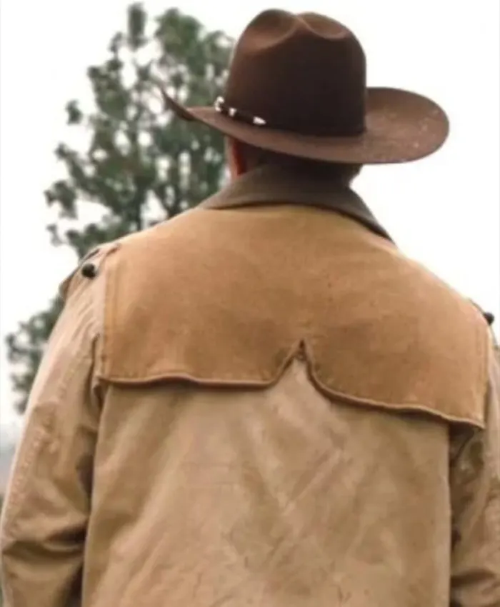 John Dutton TV Series Yellowstone Kevin Costner Western Cotton Beige Jacket For Sale