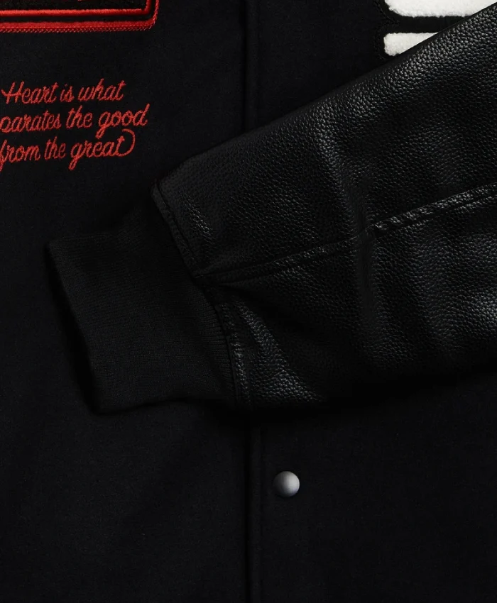 Jordan Flight Red And Black Wool Full Snap Varsity Jacket