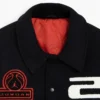 Jordan Flight Red And Black Wool Leather Full Snap Varsity Jacket