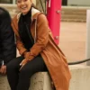 Josephine Jobert TV Series Saint Pierre Arch Brown Hooded Coat For Women