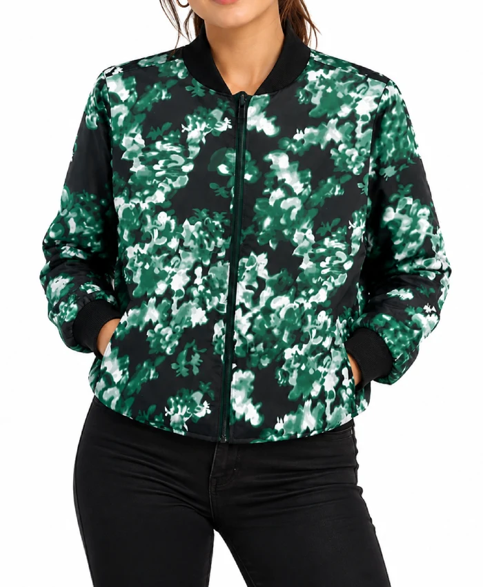 Judith Burton Ride or Die S01 Hannah Waddingham Green Reversible Quilted Bomber Jacket Sale