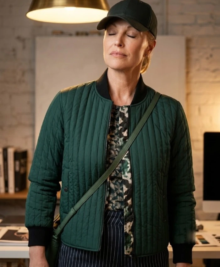 Judith Burton Ride or Die S01 Hannah Waddingham Green Reversible Quilted Jacket