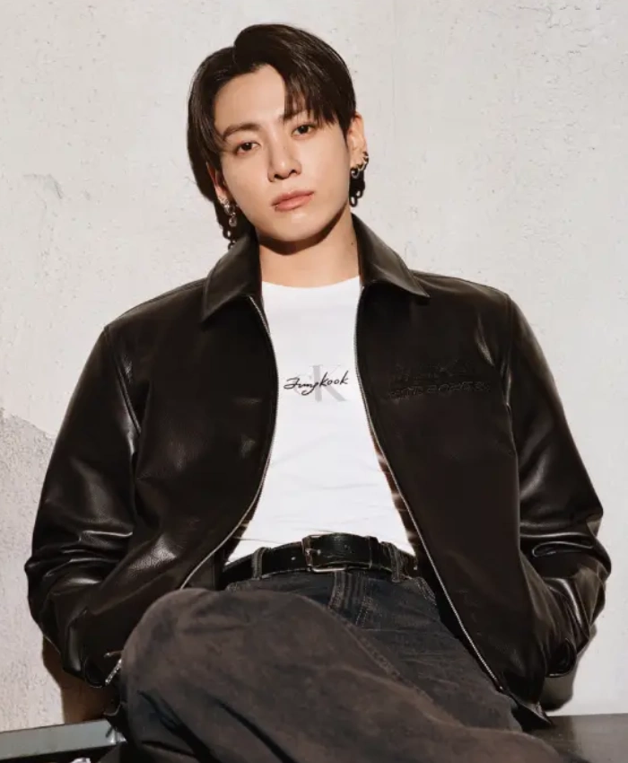 Jungkook BTS 2026 Calvin Klein Black Leather Jacket