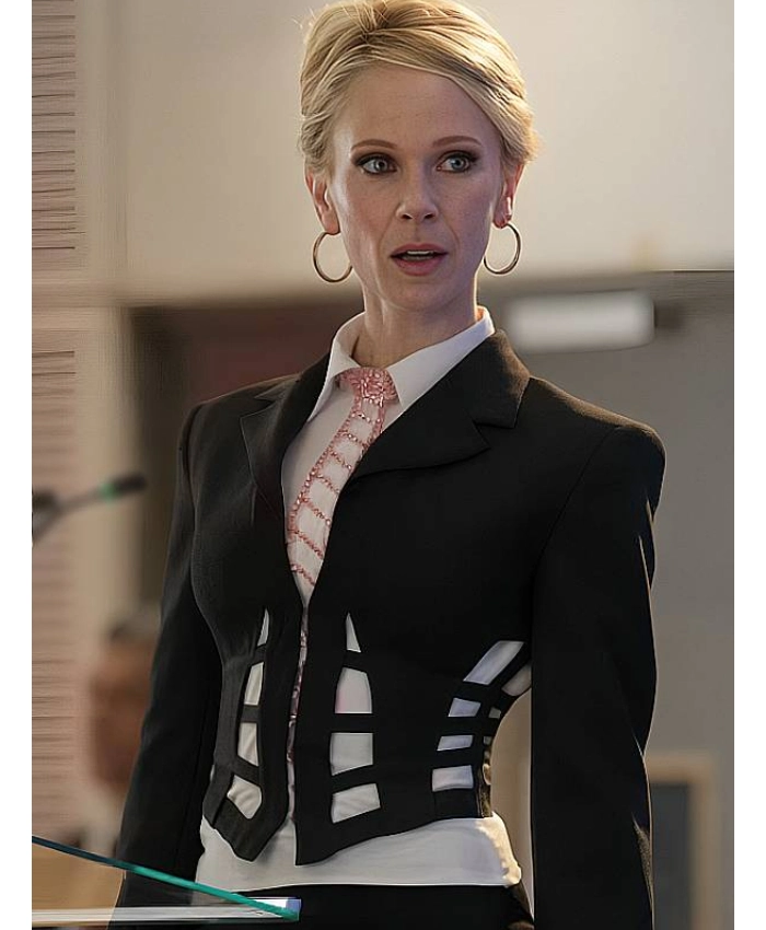 Juno Temple TV Series Ted Lasso Keeley Jones Black Cropped Corset Blazer