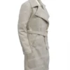 Kelly Reilly TV Series Yellowstone Beth Dutton Off White Wool Blend Womens Robe Coat Side
