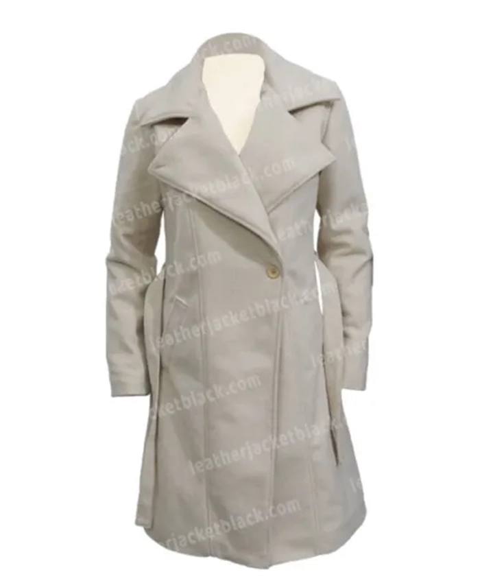 Kelly Reilly TV Series Yellowstone Beth Dutton Off White Wool Blend Womens Robe Coat
