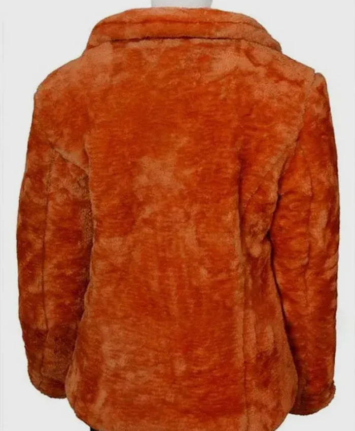 Yellowstone Beth Dutton Orange Shearling Fur Coat - Image 3