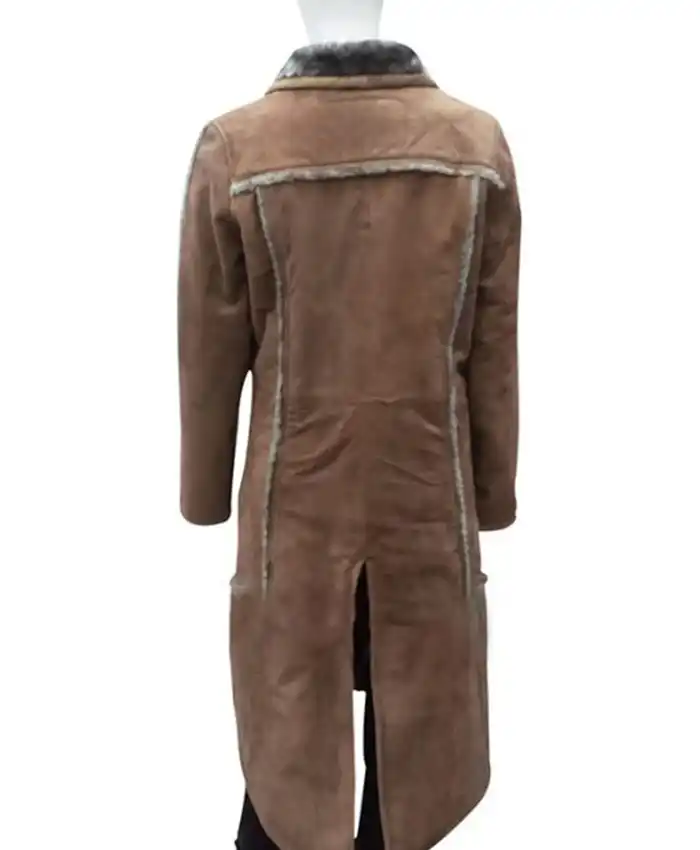 Kelly Reilly TV Series Yellowstone Season 02 Beth Dutton Brown Leather Long Trench Coat