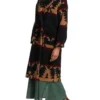Kelly Reilly Yellowstone Beth Dutton Black Aztec Printed Coat For Sale