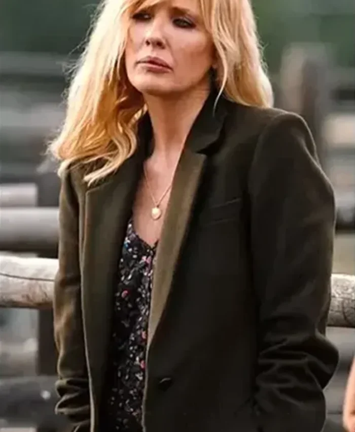 Kelly Reilly Yellowstone Season 04 Beth Dutton Wool Dark Olive Green Long Coat