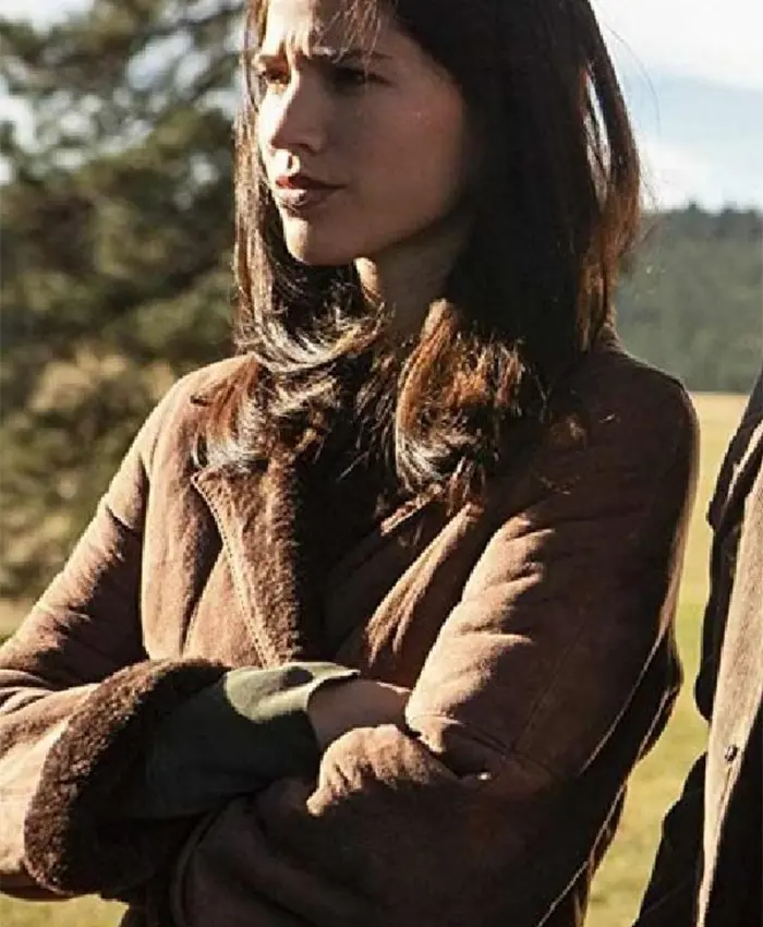Monica Dutton Yellowstone Suede Leather Brown Coat - Image 2