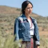 Kelsey Asbille TV Series Yellowstone S03 Monica Dutton Blue Denim Cropped Jean Jacket 1