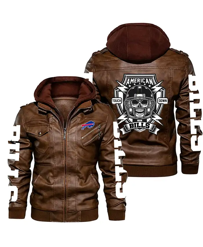 Kenny Buffalo Bills Leather Jacket With Hood Brown