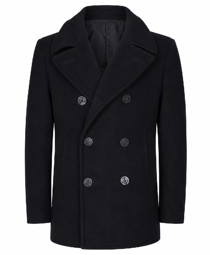 Kersey Naval Black Wool Peacoat