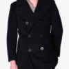 Kersey Naval Double Breasted Black Peacoat