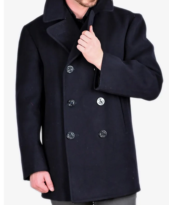 Kersey Naval Double Breasted Black Wool Peacoat Sale